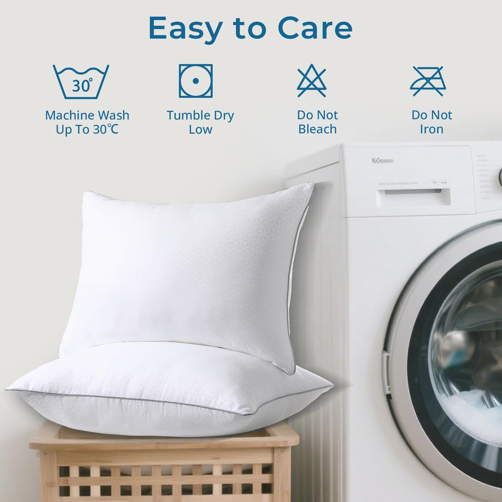 Sasttie oreiller dans panier de linge montrant entretien facile