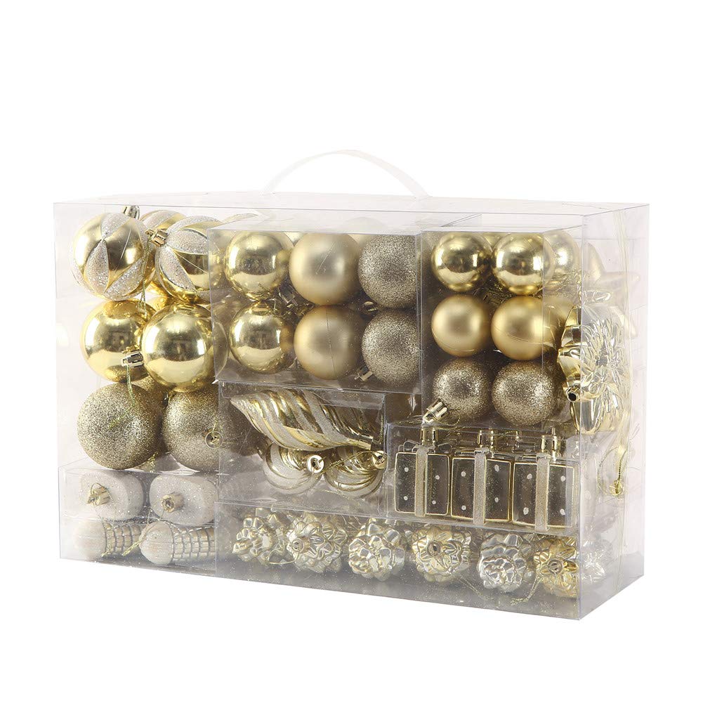 Sattiyrch coffret doré ouvert montrant 76 ornements, facilitez le rangement