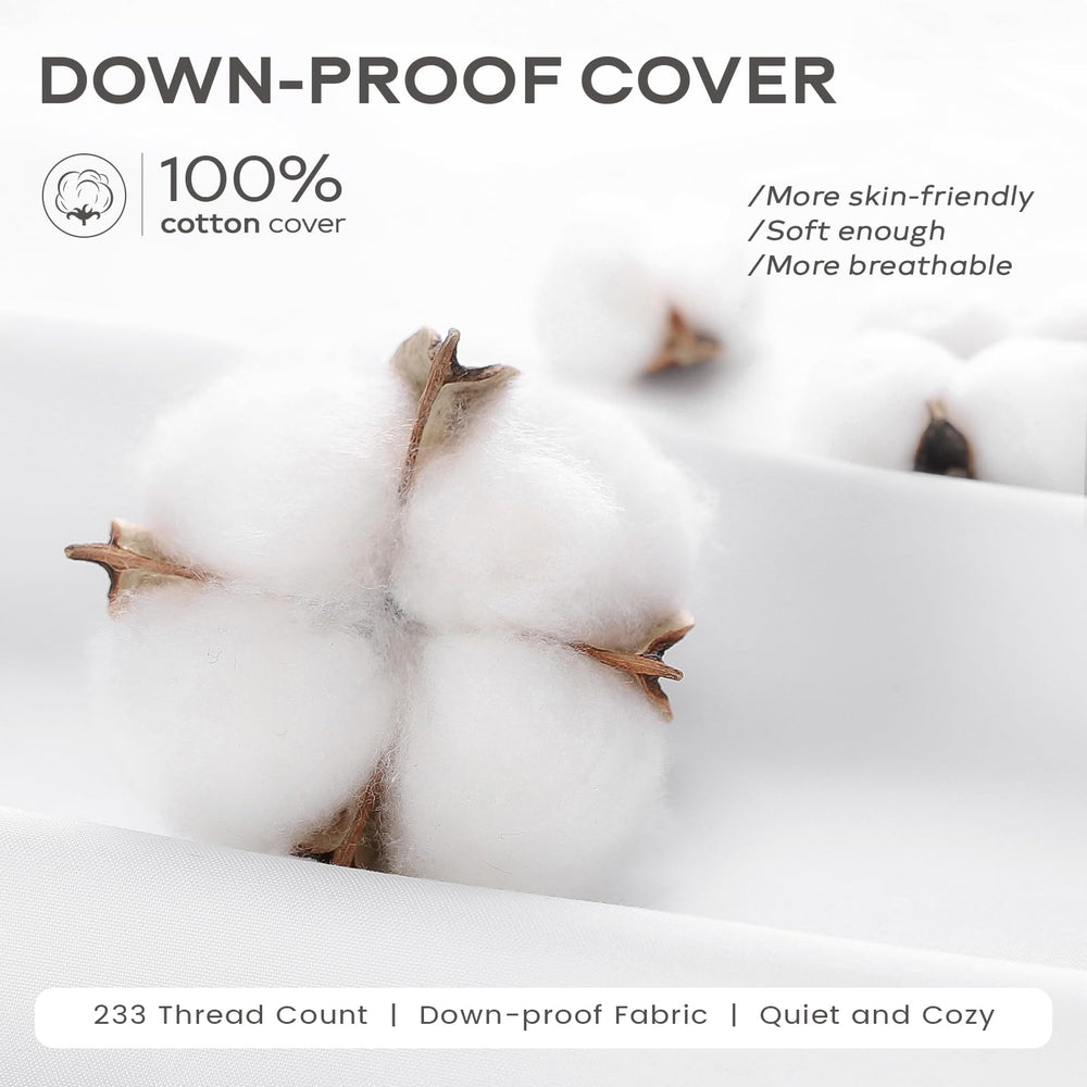 SAVORI zoom sur la housse coton double couche empêchant la fuite des plumes