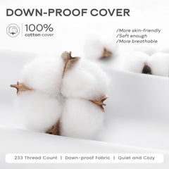 SAVORI zoom sur la housse coton double couche empêchant la fuite des plumes