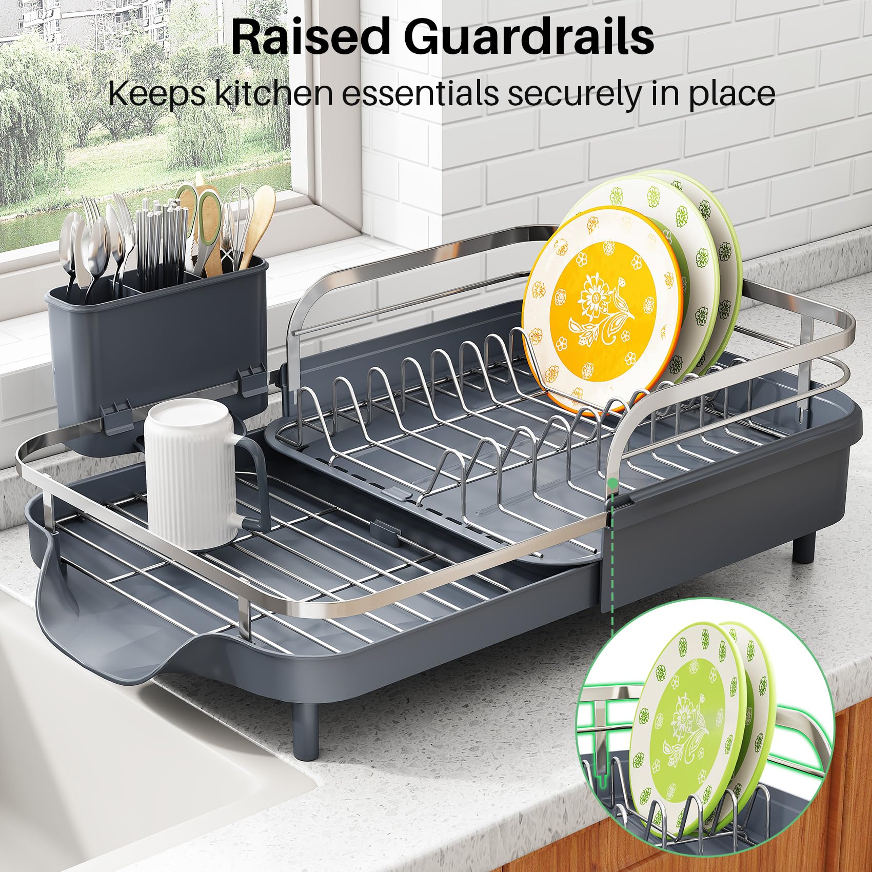 sayzh égouttoir en cuisine avec vaisselle illustre capacité pratique