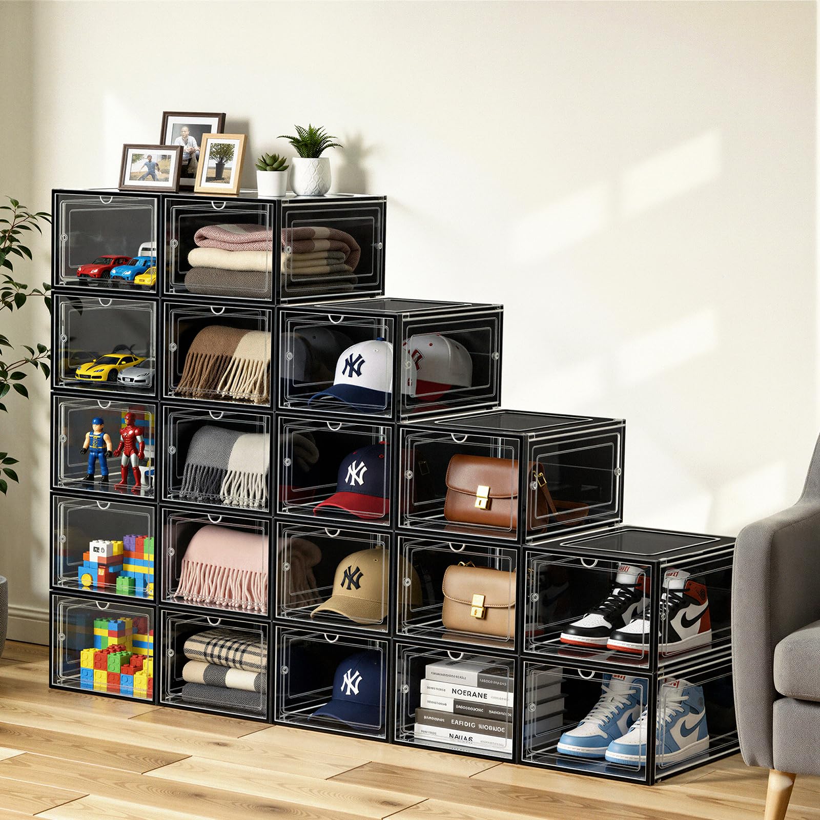 SCAVATA intérieur rempli de casquettes montrant capacité et organisation