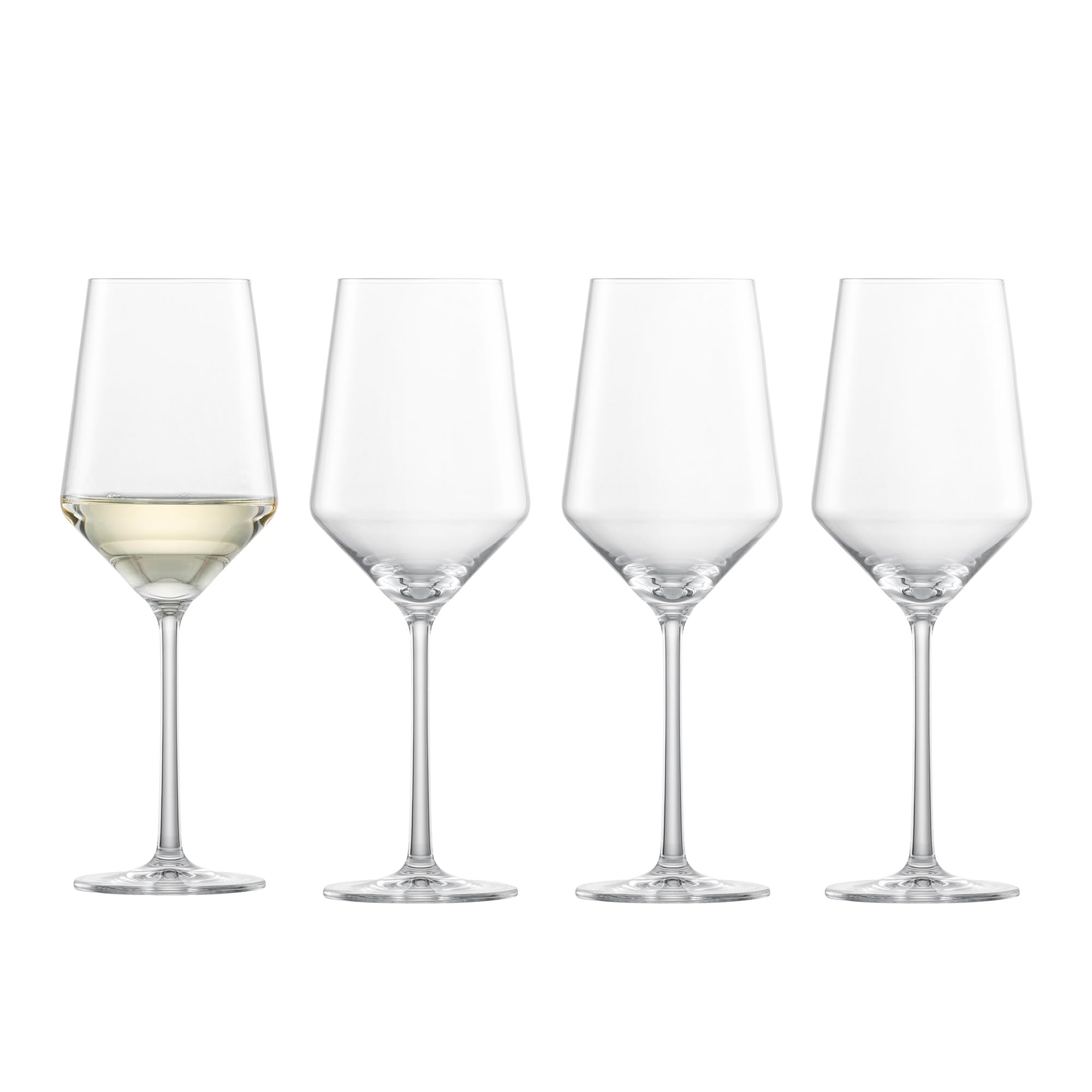 Schott Zwiesel face avant montrant les quatre verres, design élégant et table soignée