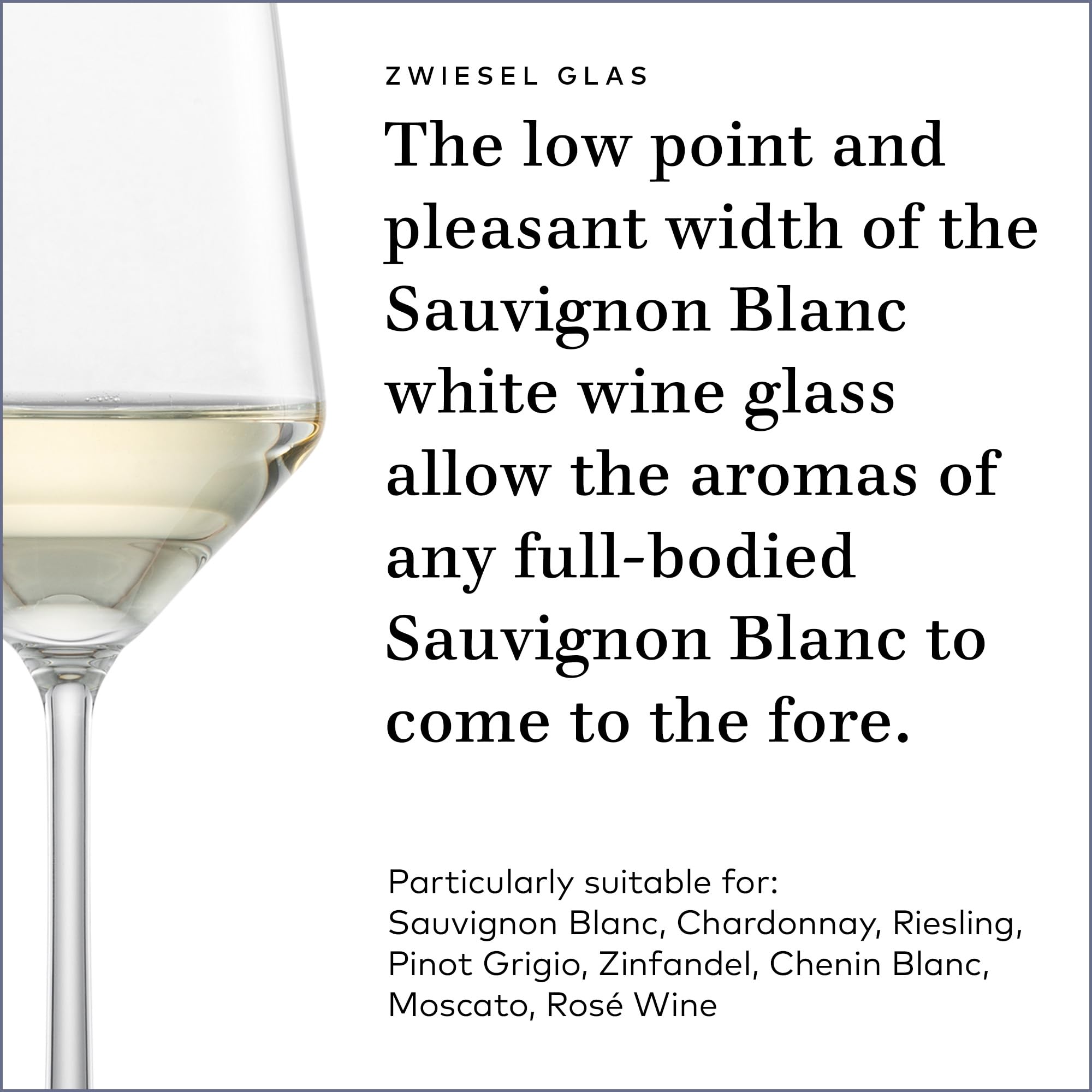 Schott Zwiesel verre en service avec vin blanc, mise en valeur des saveurs