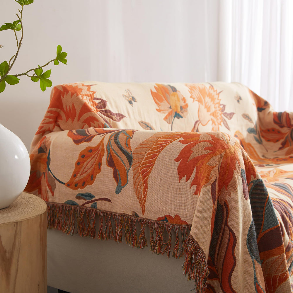 SE SOFTEXLY plaid étalé sur lit ajoutant une touche farmhouse élégante
