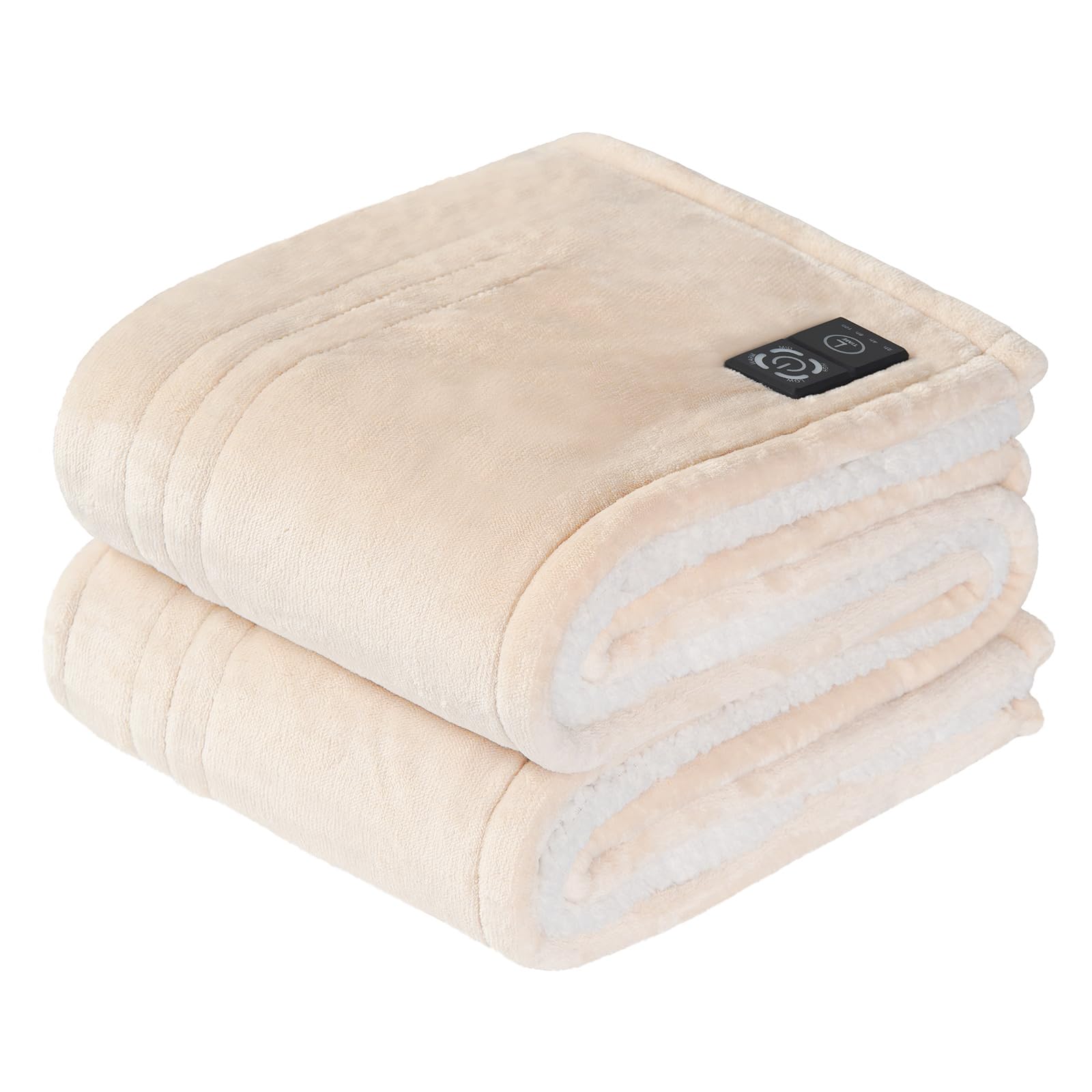 Sealy plaid chauffant face avant beige montrant texture flanelle confortable