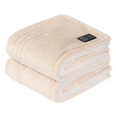 Sealy plaid chauffant face avant beige montrant texture flanelle confortable