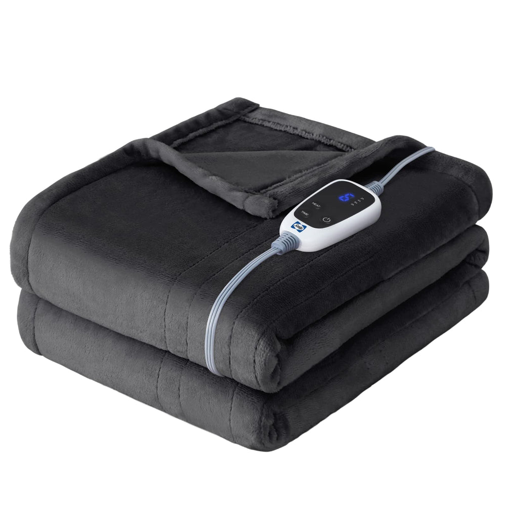 Sealy plaid chauffant emballage avant montrant produit et bénéfice chaleur sûre
