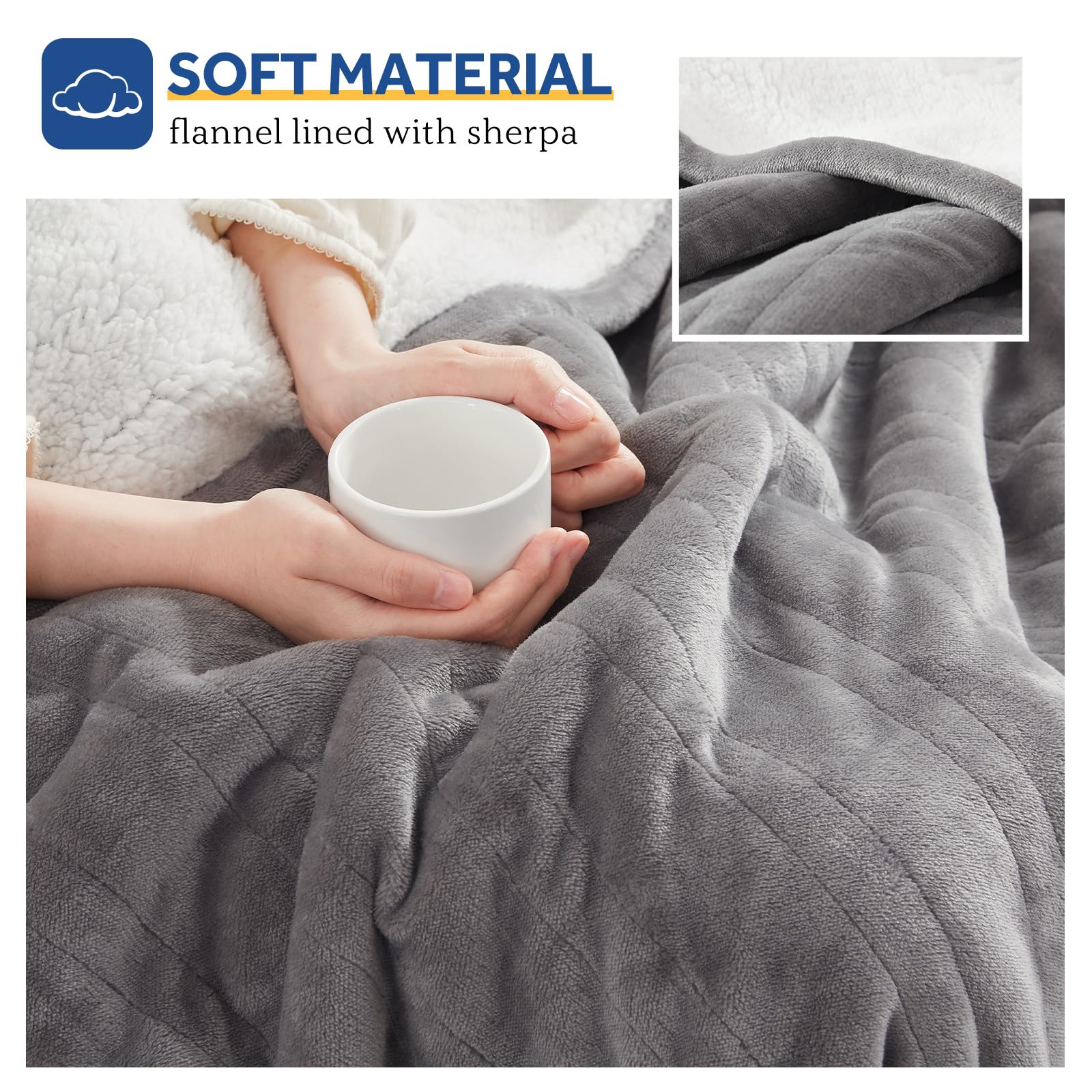 Sealy plaid taille 50x60 pouces montrant l'échelle et l'ajustement