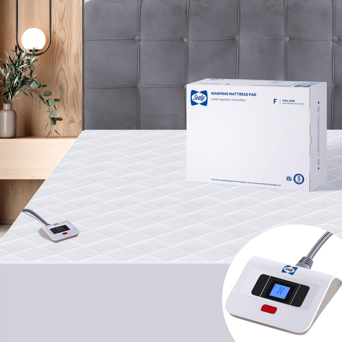 Sealy surmatelas chauffant vue avant montrant la finition moelleuse et confortable