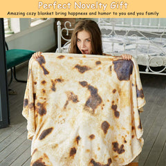 SeaRoomy couverture burrito étalée montrant le motif tortilla réaliste