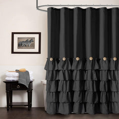 Seasonwood rideau de douche noir en vue frontale pour intimité et style