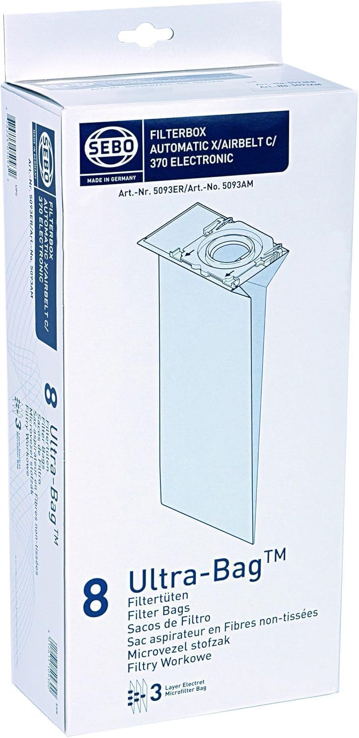 Sebo sac poussière face avant, filtration renforcée et capacité optimale