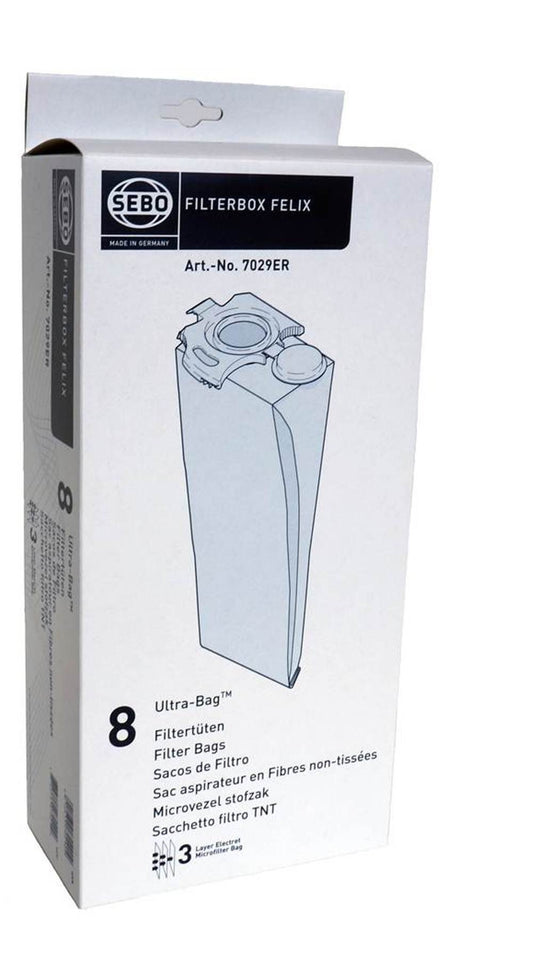 SEBO gros plan sur la texture du sac 7029ER montrant multicouches pour meilleure filtration