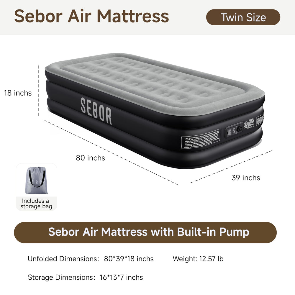 Sebor comparaison de hauteur 18", soutien élevé proche d'un lit