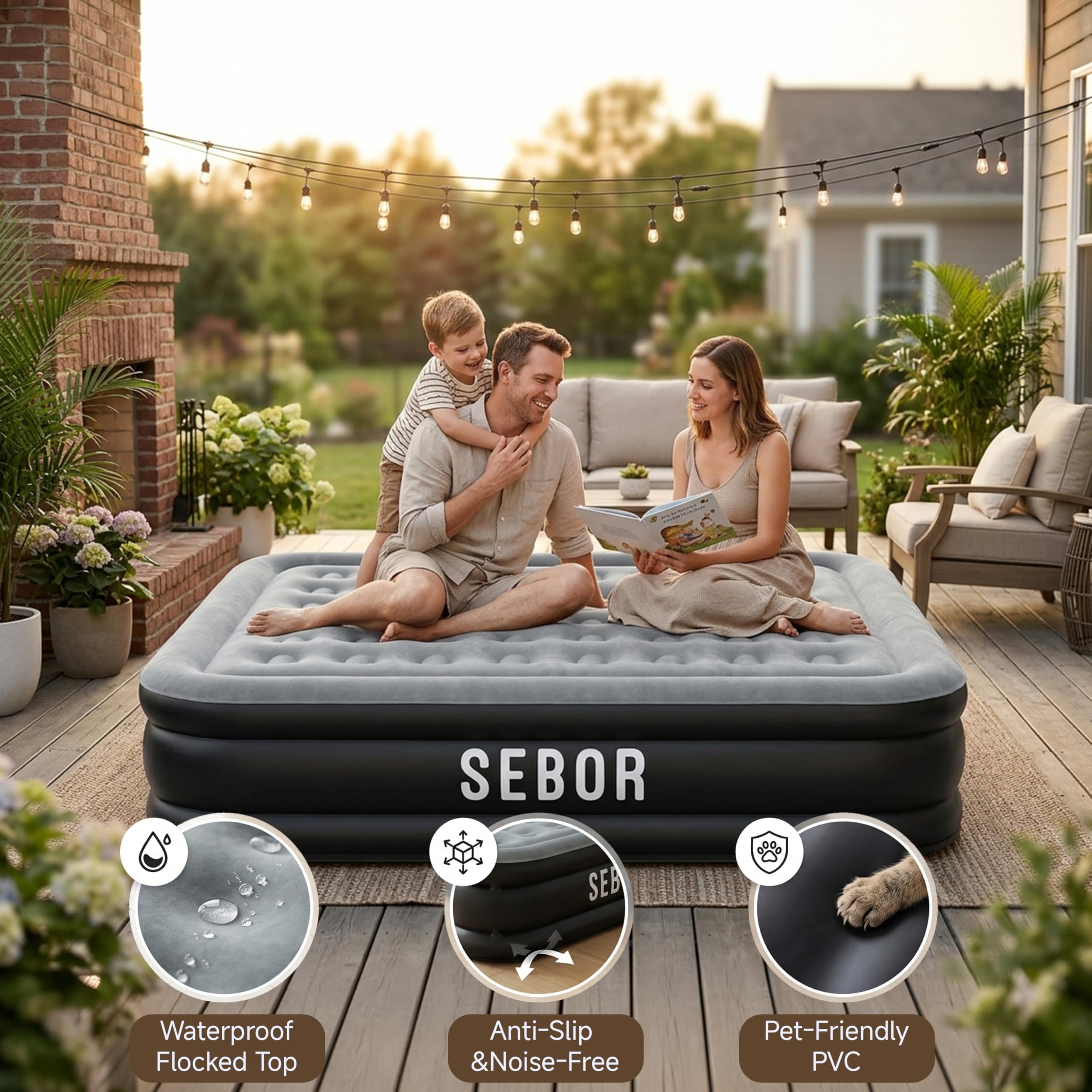 Sebor matelas utilisé en camping montrant confort portable