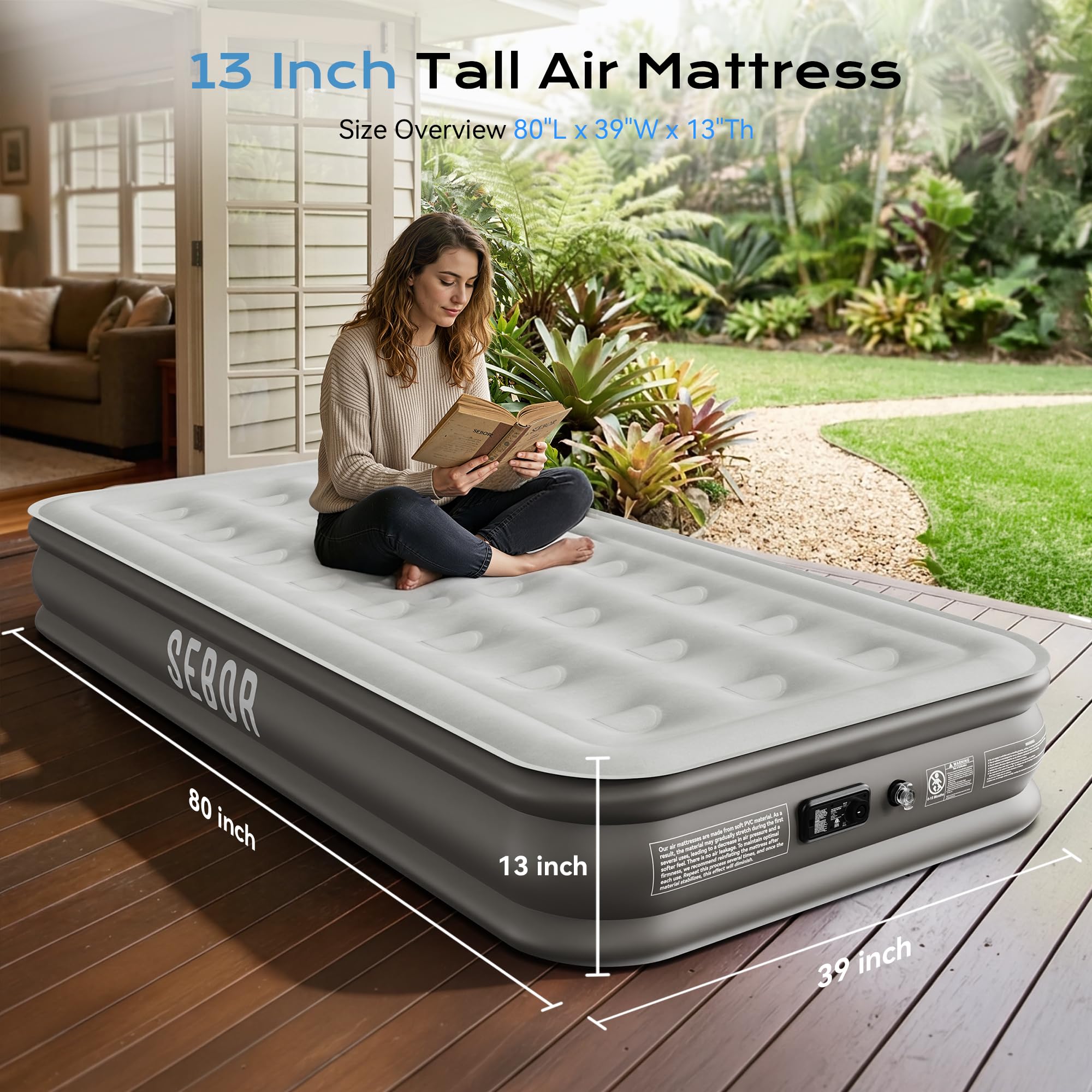 Sebor matelas gonflé en situation d'usage offrant soutien et confort