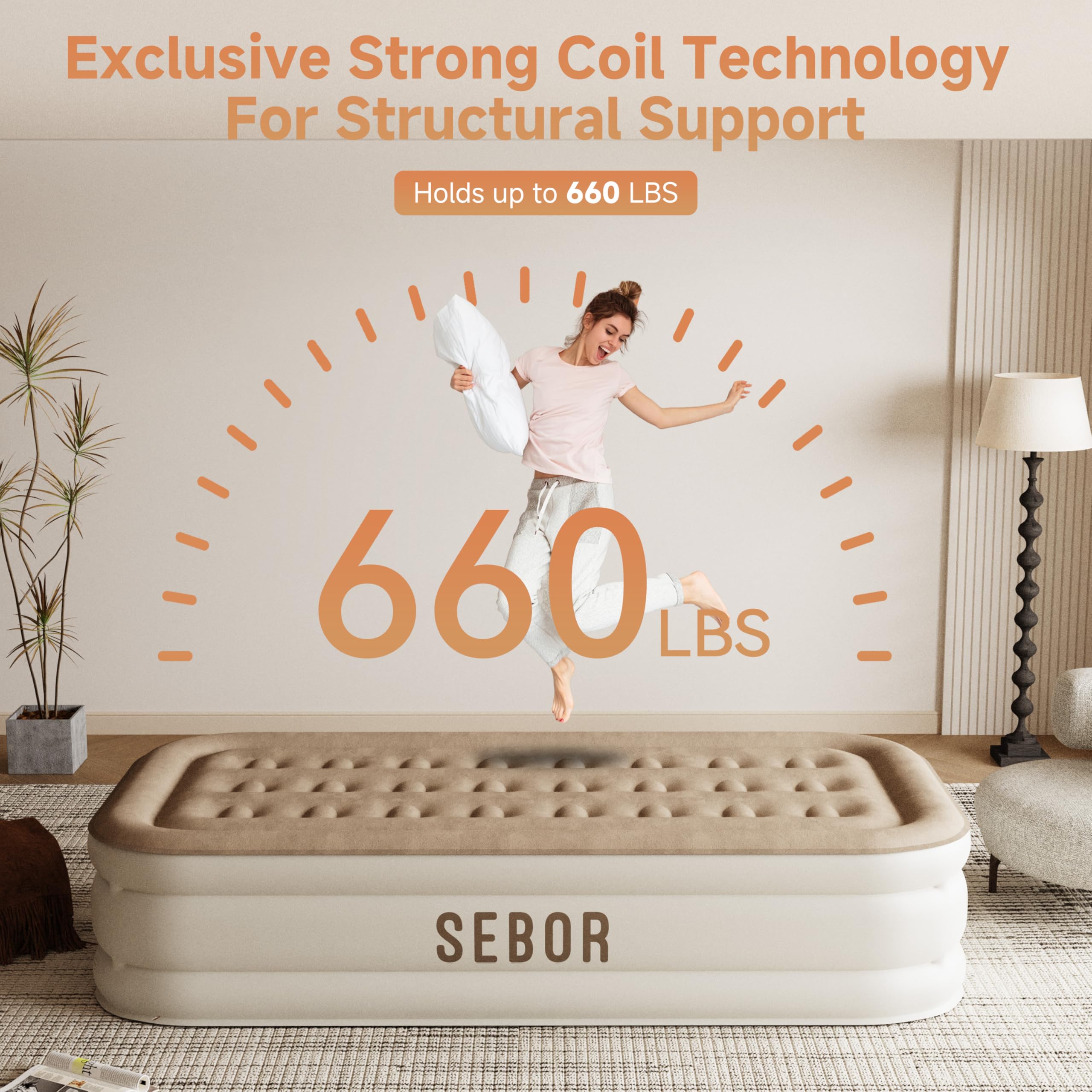 sebor pompe intégrée avec boutons pour gonflage rapide pratique