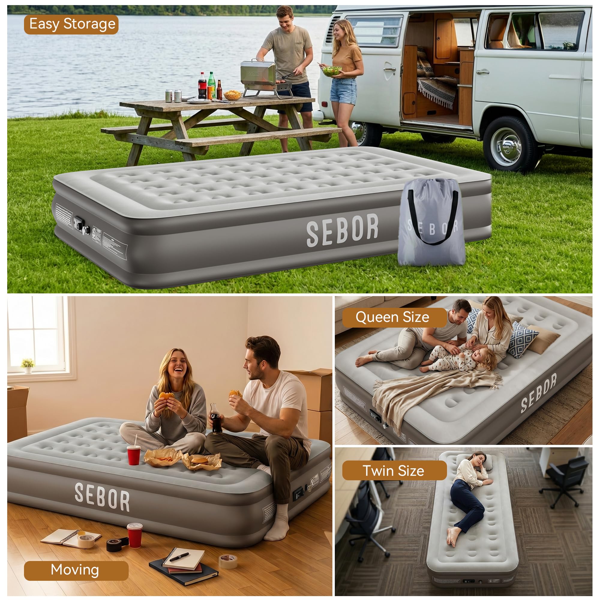 Sebor matelas compact dans son sac de rangement pour transport pratique