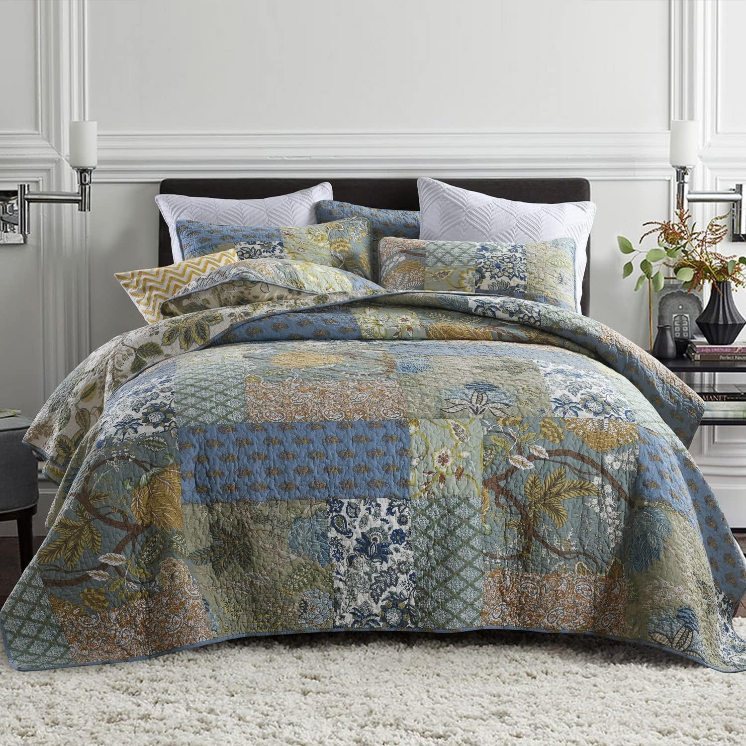 Secgo couette face complète verte sur lit California King pour confort spacieux
