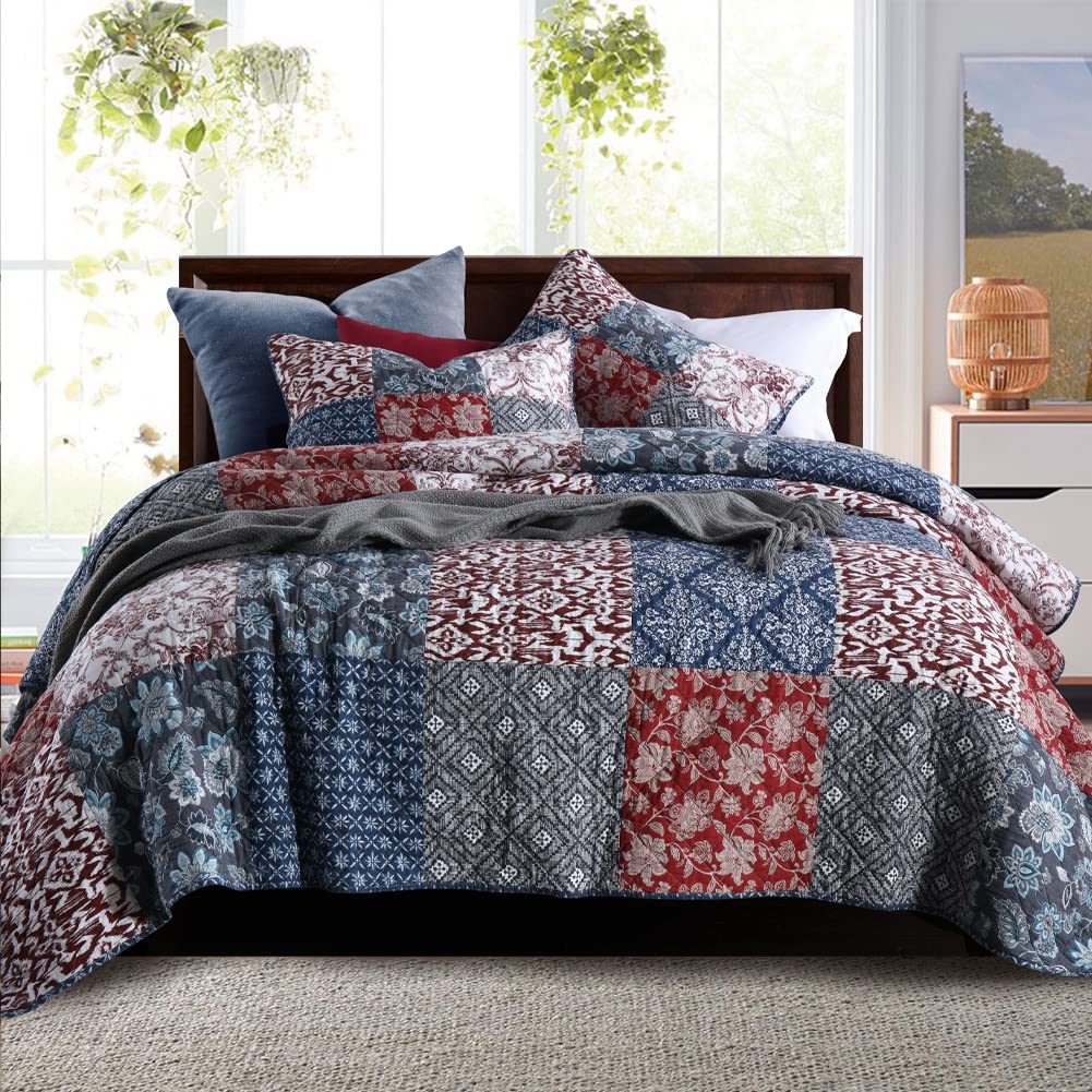 Secgo couette king face recto montrant le motif bordeaux et un confort accueillant