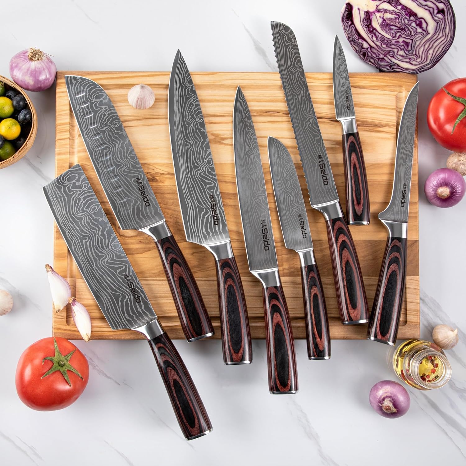 Seido Knives détail manche pakkawood ergonomique offrant confort de prise