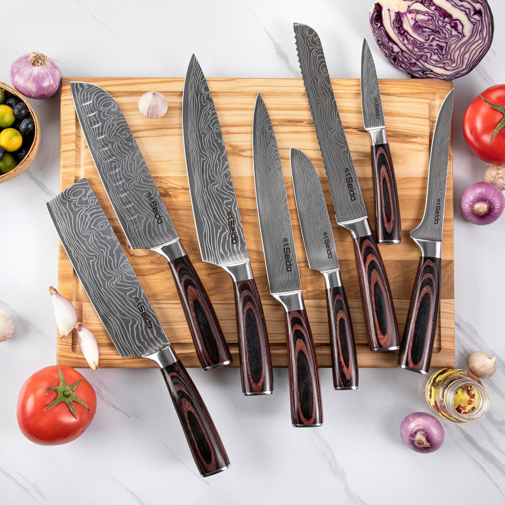 Seido Knives détail manche pakkawood ergonomique offrant confort de prise