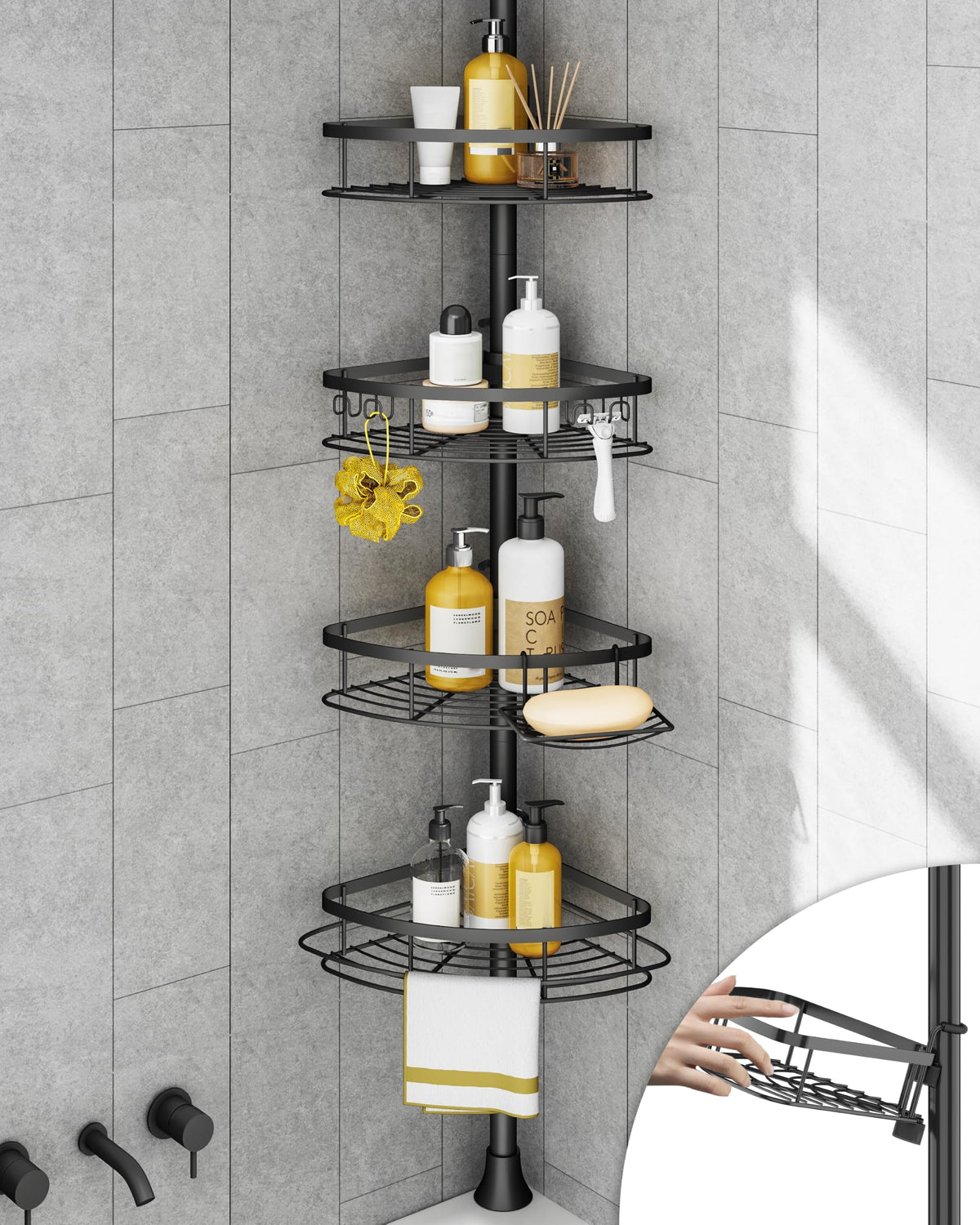SEIRIONE colonne d'angle avant montrant rangement accessible