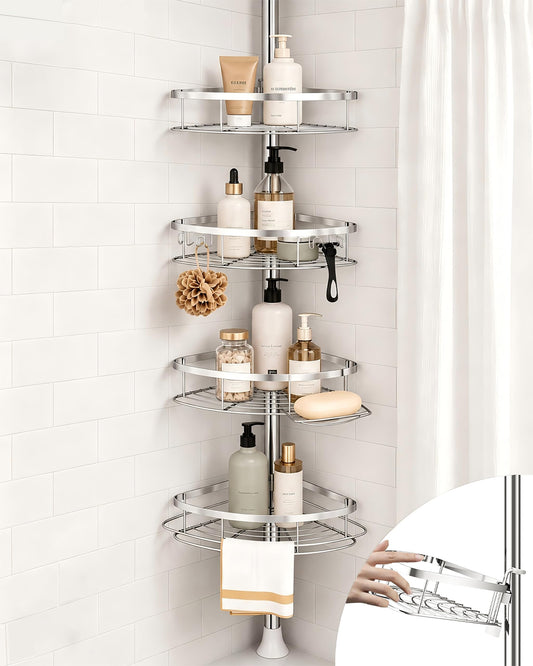 SEIRIONE poteau complet installé dans coin douche pour rangement sécurisé