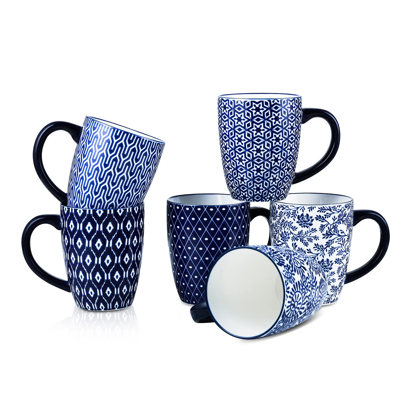 Selamica vue avant du lot de mugs bleu vintage pour service élégant
