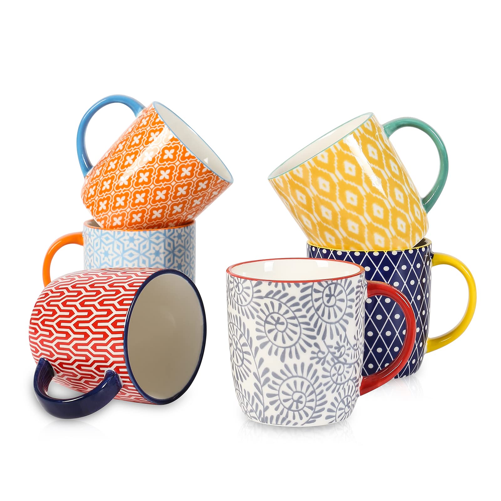 Selamica lot de six mugs face avant montrant couleurs assorties et élégance