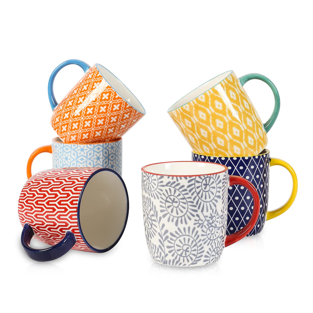 Selamica lot de six mugs face avant montrant couleurs assorties et élégance