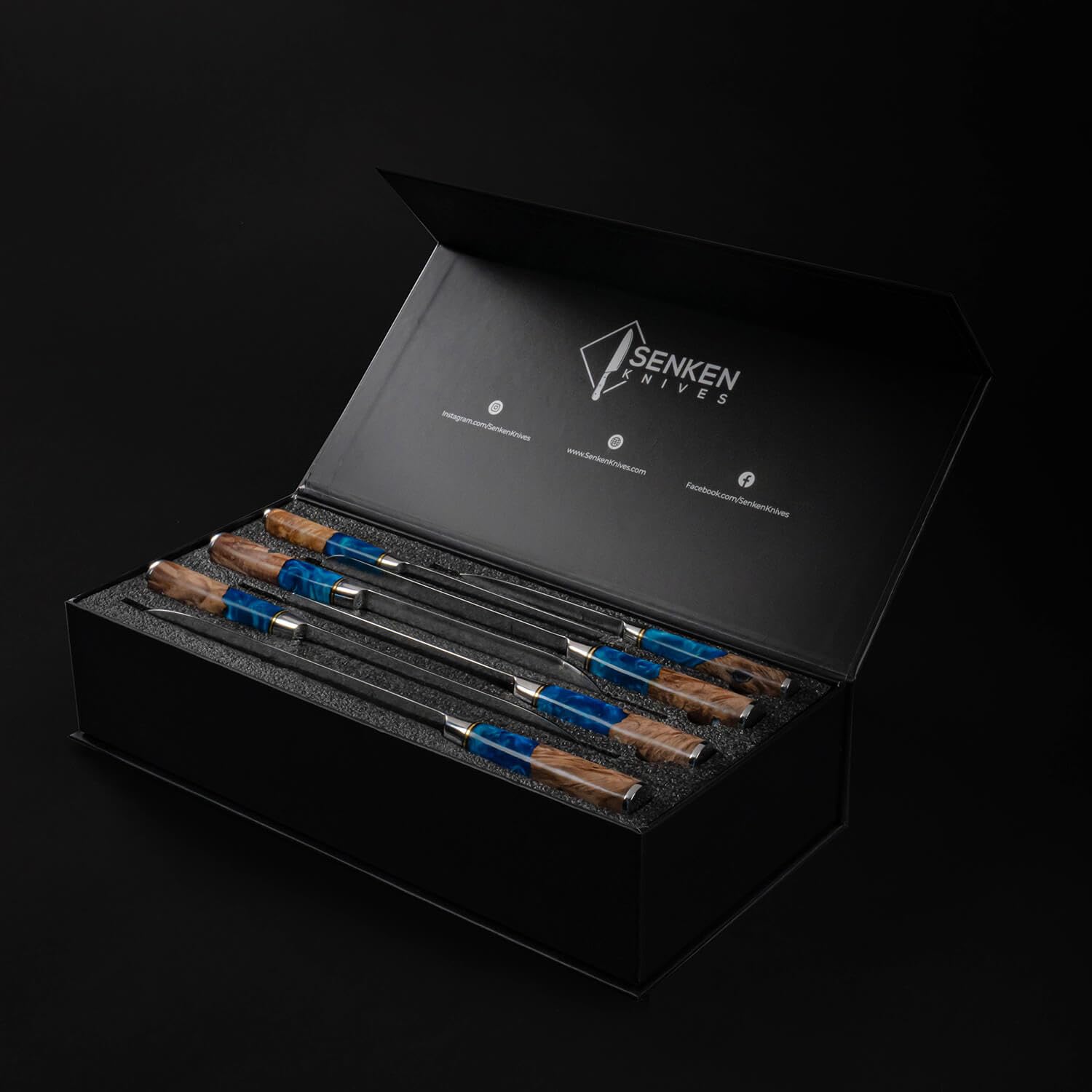 Senken Knives manche en résine bleue détail pour prise confortable
