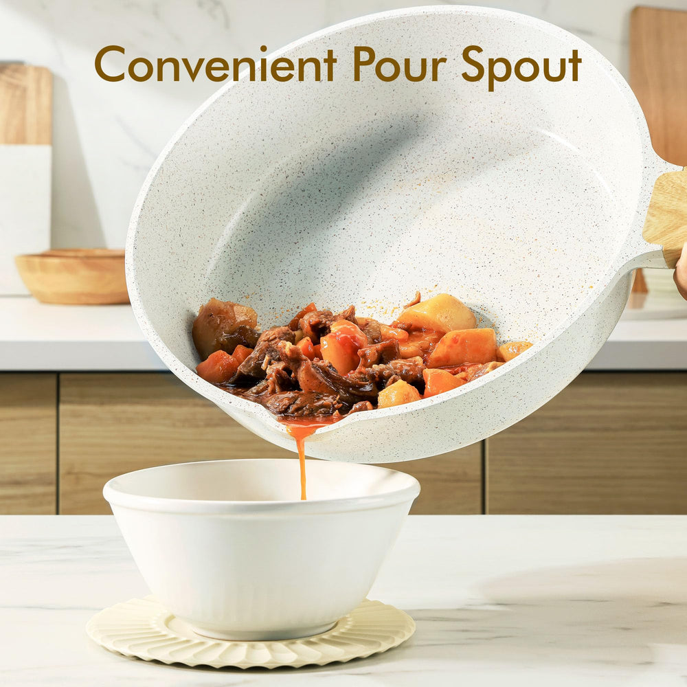 SENSARTE comparaison taille ustensiles montrant dimensions poêle et casseroles pratiques