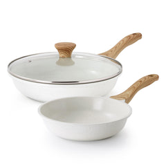 SENSARTE ensemble poêles blanc face pour cuisson saine et design