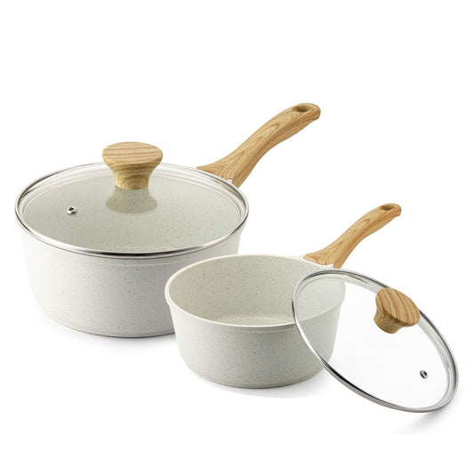 SENSARTE casserole blanche avec couvercle visible, pratique pour surveiller la cuisson