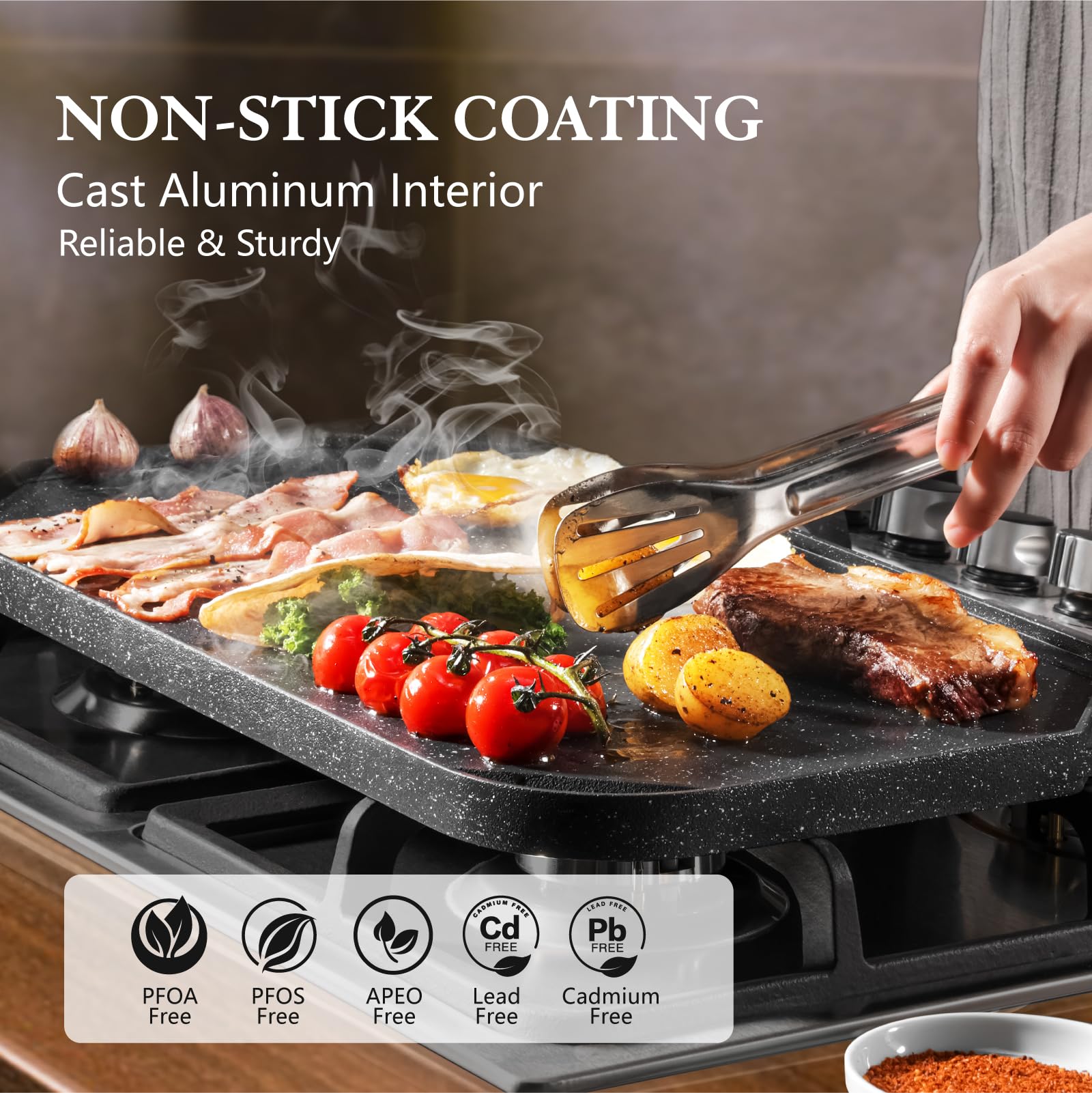 SENSARTE détail face grill striée montrant marques de cuisson nettes et évacuation des jus