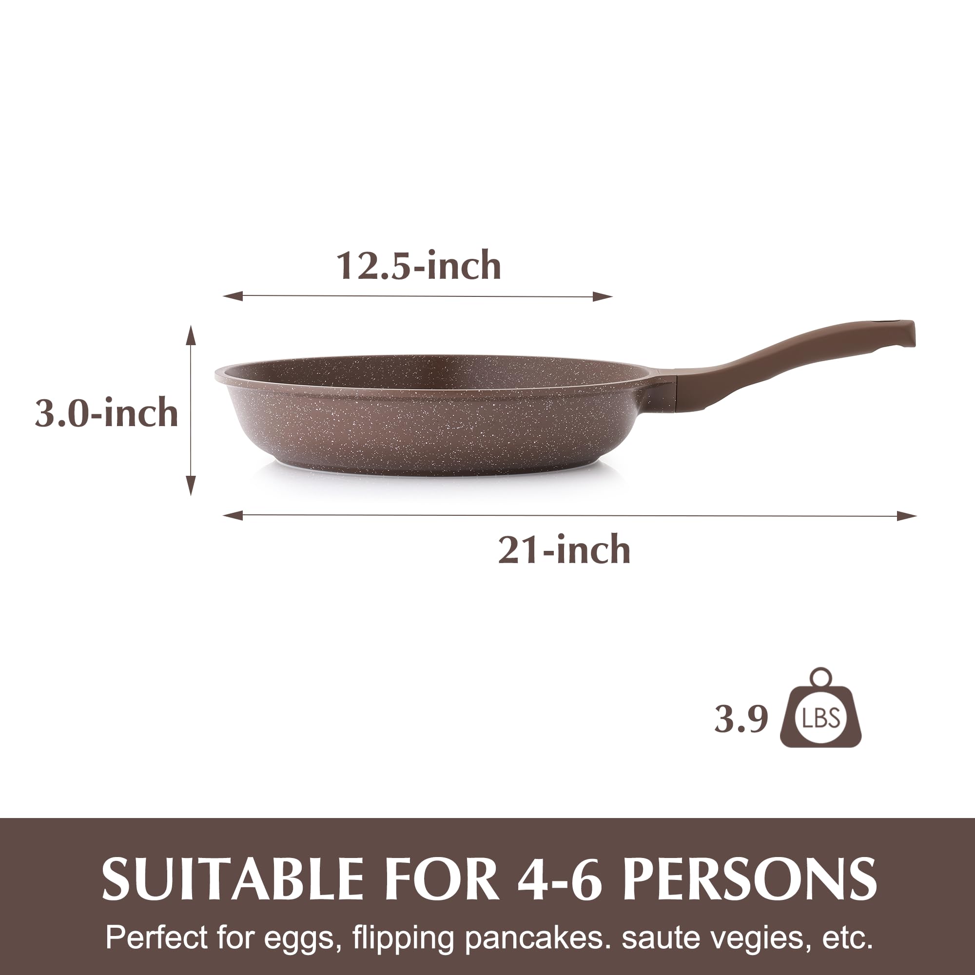 SENSARTE comparaison taille montrant la poêle 32 cm près d’une assiette