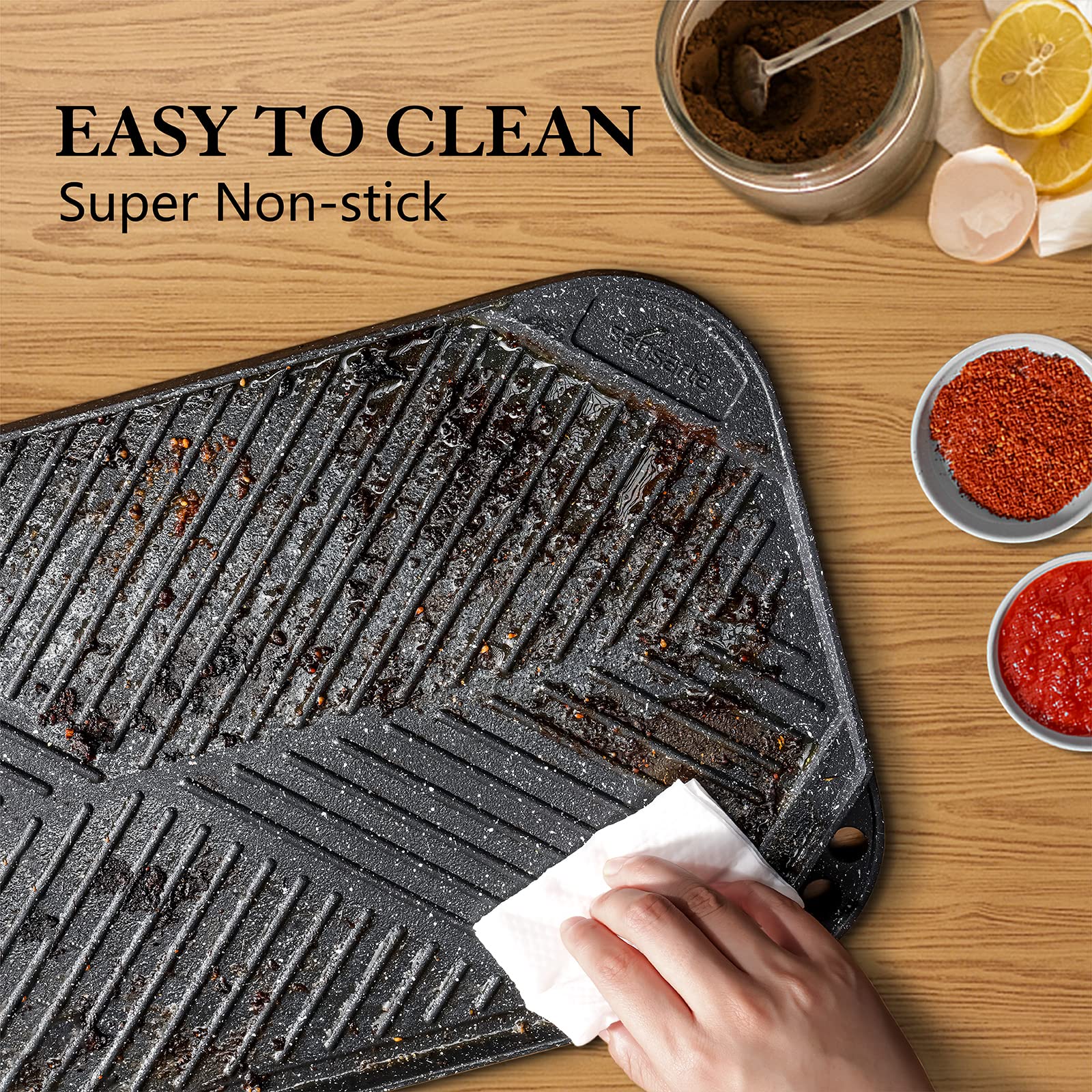 SENSARTE poêle en usage sur cuisinière deux feux offrant grande surface de cuisson
