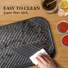SENSARTE poêle en usage sur cuisinière deux feux offrant grande surface de cuisson
