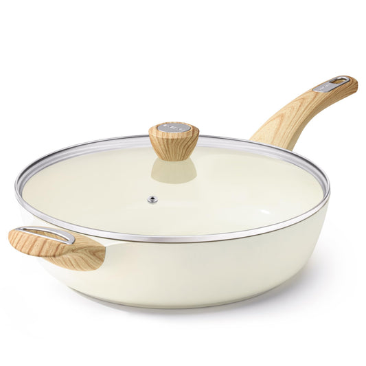 SENSARTE poêle face avec couvercle montrant polyvalence de cuisson