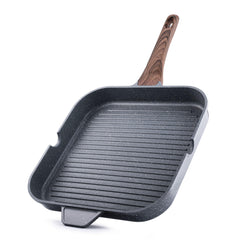 SENSARTE poêle-gril face avant montrant grande surface antiadhésive bénéfice cuisson uniforme