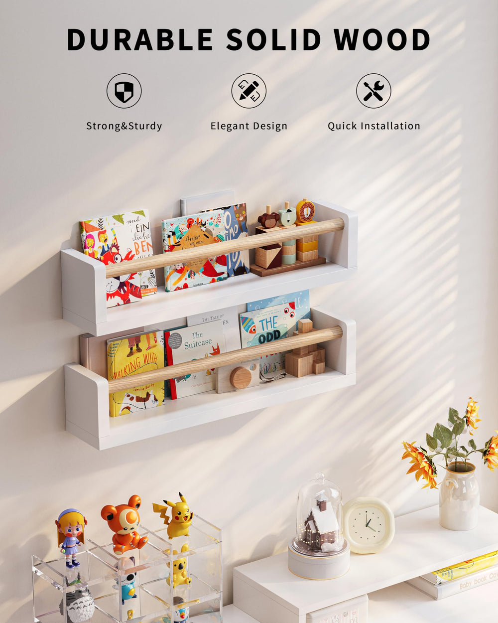 Seocry étagères intégrées dans chambre bébé style apaisant