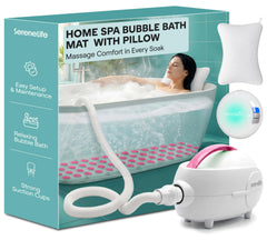 SereneLife vue face du tapis à bulles montrant confort et spa à domicile