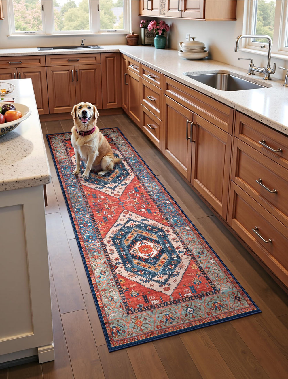 SERISSA vue de face du tapis Rust pour un couloir accueillant et durable