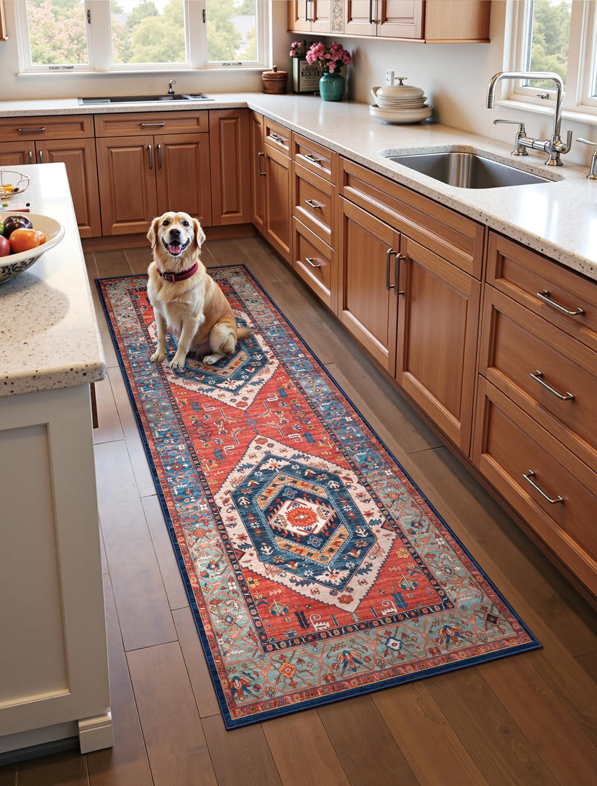 SERISSA vue de face du tapis Rust pour un couloir accueillant et durable