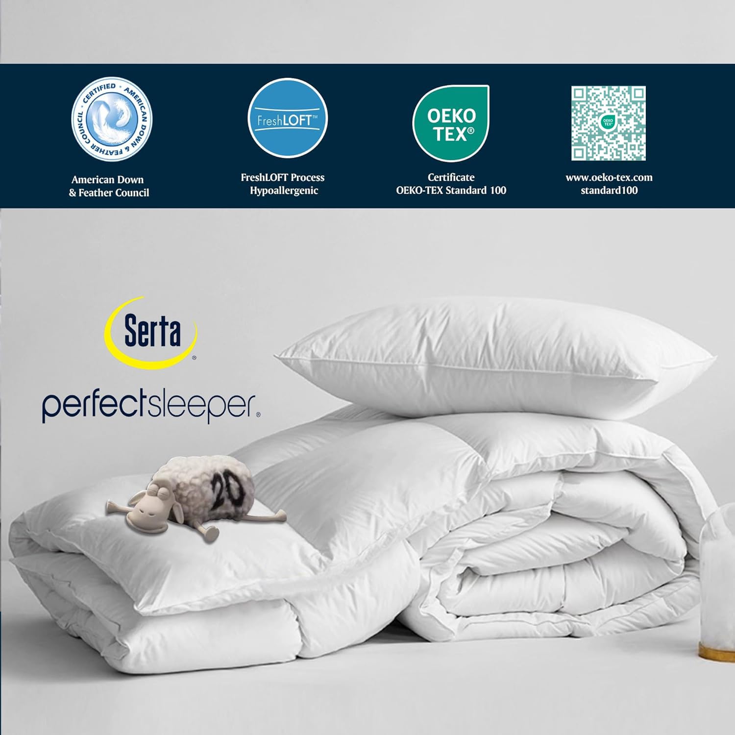 Serta gros plan sur tissu coton 233 fils, respirant et doux