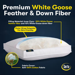 Serta image du rembourrage 90% plume 10% duvet, maintien moelleux