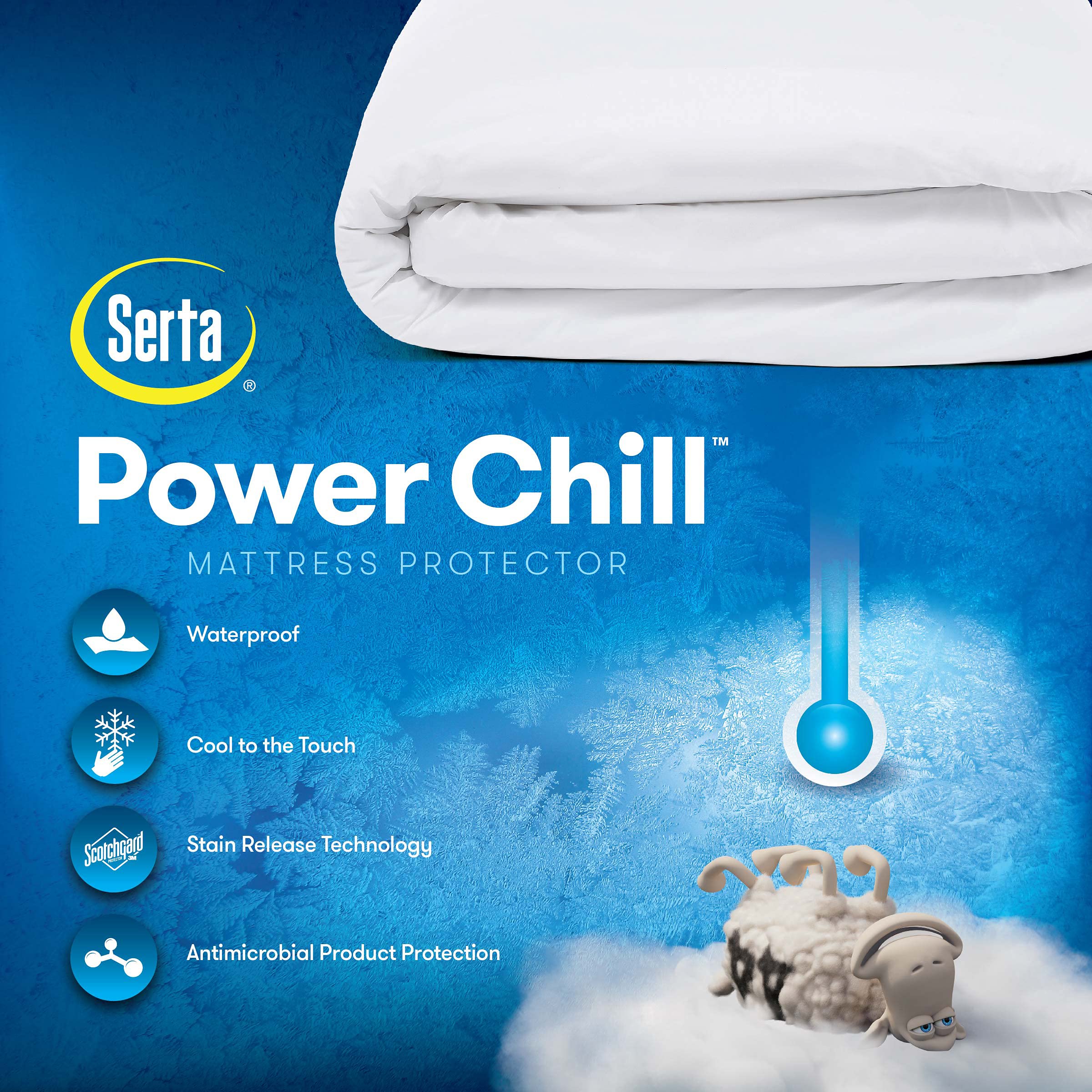 Serta protège-matelas en situation sur lit King, montre aspect fini et confort rafraîchissant