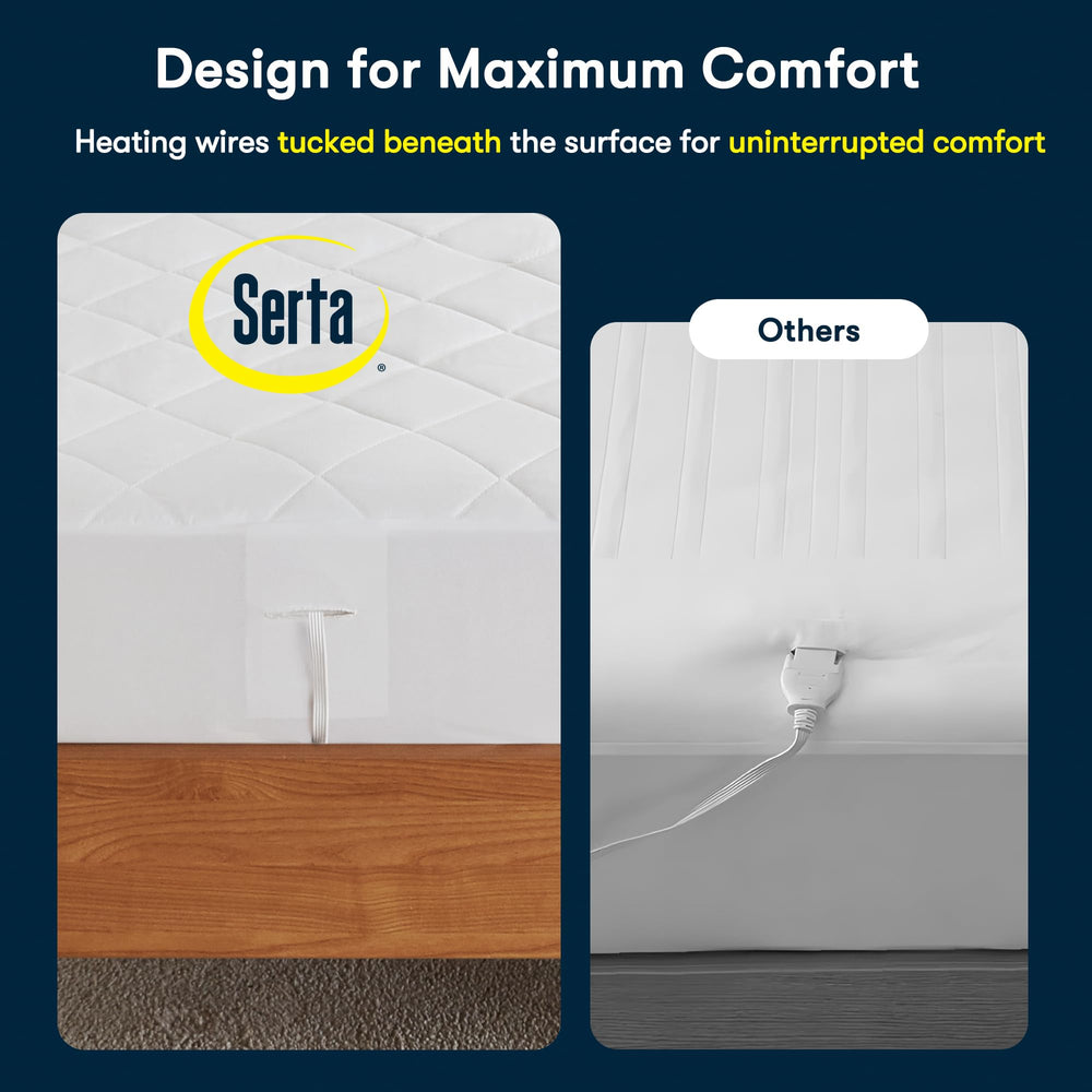 Serta comparaison d'échelle montrant dimensions King et ajustement